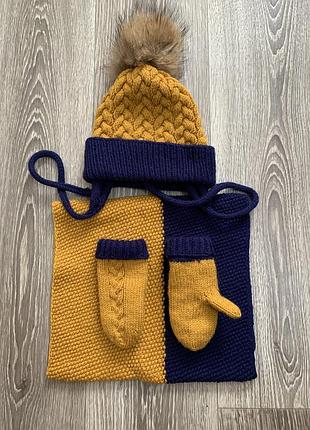 Зимовий комплект (шапка, рукавички, хомут).