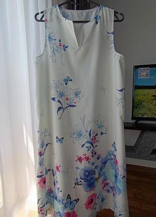 Легесенька сукня міді у квітковий принт, розмір l,xl