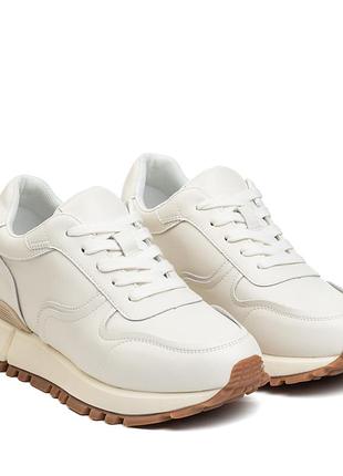 Кросівки жіночі шкіряні молочні 2583т-а