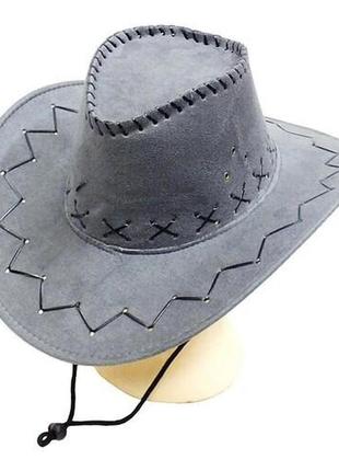 Капелюх дикий захід. ранчо карнавальна світло-сіра з дефектами