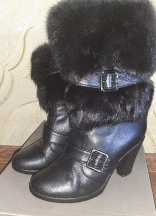 Кожаные зимние сапожки