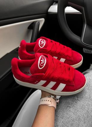 Женские кроссовки adidas campus red white адидас кампус красного с белым цветами