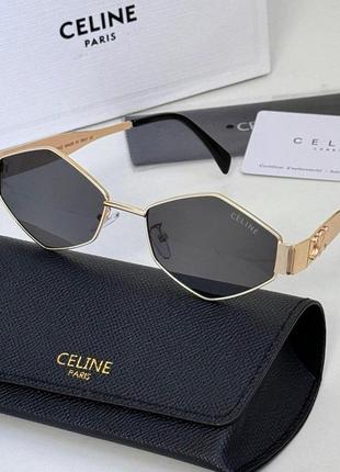 Сонцезахисні окуляри жіночі золотисті celine модні літні від сонця стильні пляжні повсякденні трендові для дівчат сучасні