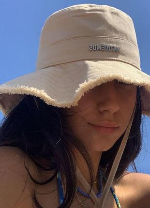 Панама jacquemus бежева чорна бавовна жакмюс
