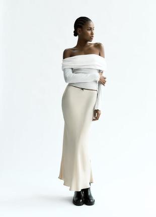 Атласная юбка zara сатиновая юбка