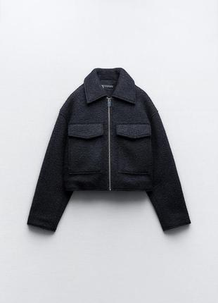 Бомбер zara куртка пиджак жакет zara xs бомбер из букле zara