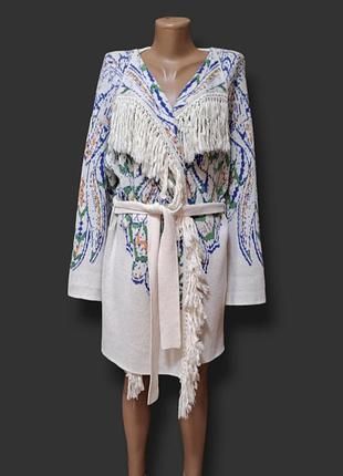 Кардиган на запах с бахромой