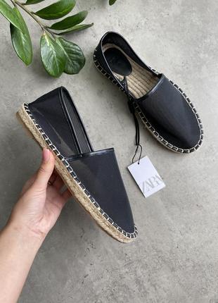 Эспадрильи в сеточку лоферы zara