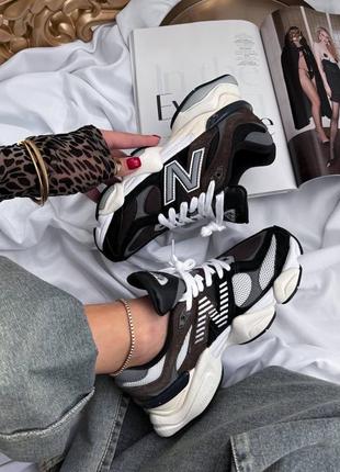 Женские кроссовки в стиле new balance 9060 Сенсел беленс / демисезонные / весенние, летние, осенние / замша, кожа, текстиль / черные, белые, серые, розовые