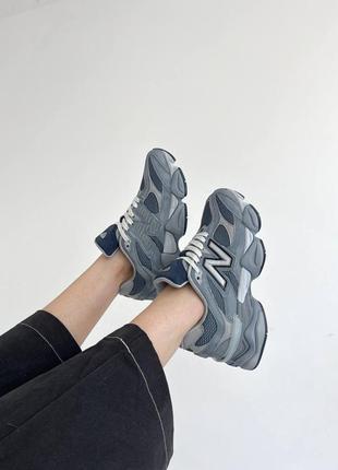Жіночі кросівки в стилі new balance 9060 нью беленс / демісезонні / весняні, літні, осінні / замша, шкіра, текстиль / чорні, білі, сірі, рожеві