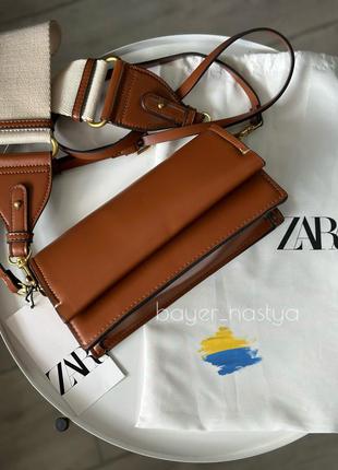 Трендова 🔥коричнева мінісумка з плечовим ременем zara кросбоді сумочка зара