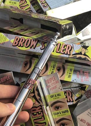 Карандаш и пудра для бровей 2в1 benefit brow styler