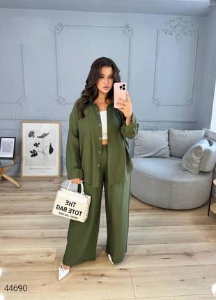 Костюм з льону сорочка брюки палаццо