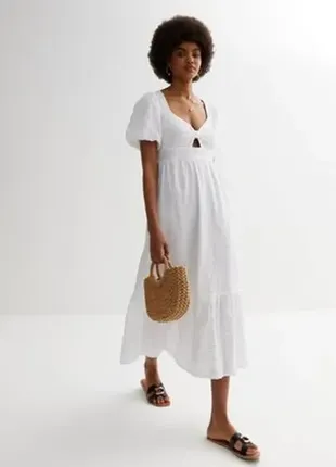 Новое платье белое платье прошва выбитое перфорация стильное модное белое