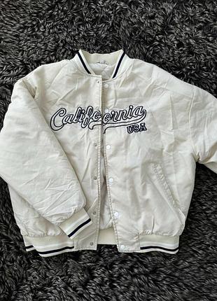 Бомбер женский теплый куртка беж тренд калифорния уценка