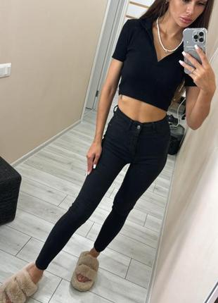 Штаны скинни черные джинсы