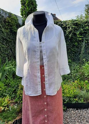 Белая блуза льняная лен с резинками