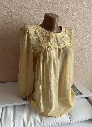 Дорога праздничная романтическая шифоновая блуза с вышивкой