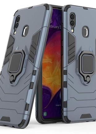 Чехол fiji ring для samsung galaxy a30 2019 (a305) бронированный бампер с кольцом подставкой темно-синий