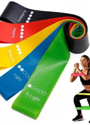 Набір фітнес резинок для тренувань 5 шт / еластичні резинки для спорту з чохлом / еспандери