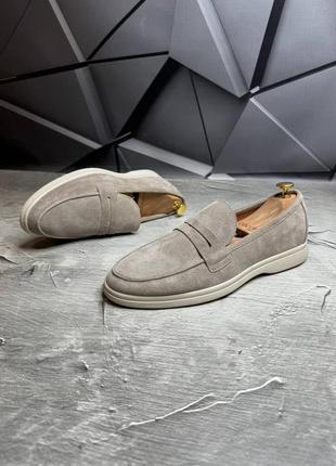 Стильные мягкие мужские лоферы из натуральной замши, туфли цвета визон 8220