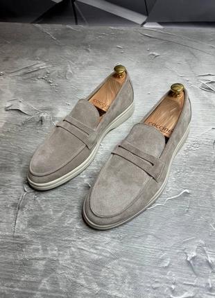 Стильные мягкие мужские лоферы из натуральной замши, туфли цвета визон 8220