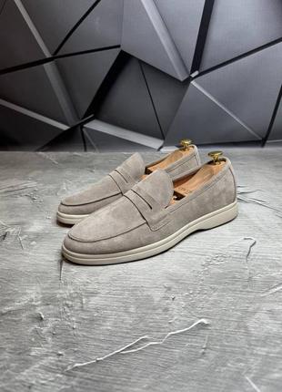 Стильные мягкие мужские лоферы из натуральной замши, туфли цвета визон 8220