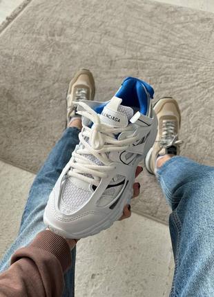 Кроссовки белые голубые track white/blue