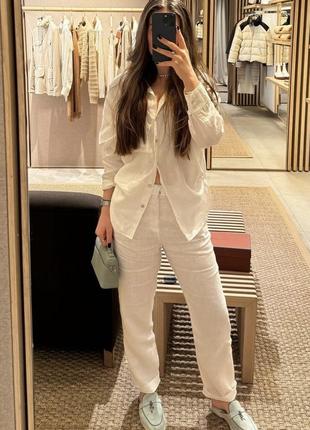 Крутые свободные молочные брюки с льном стиль celine miu miu