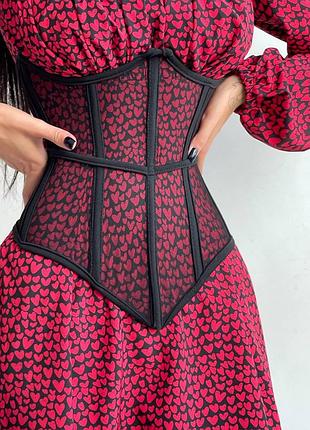 ❤фотовідгук❤ корсет з вставками сітки широкий і шнурівкою