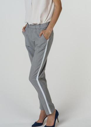 Штаны джогеры серые с лампасами