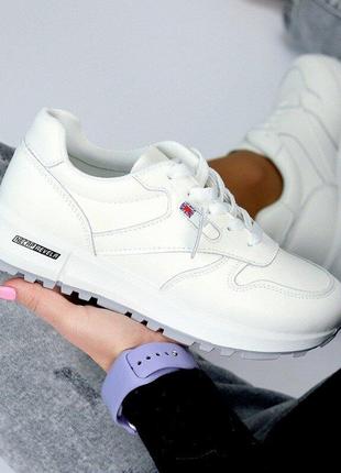 Белые кожаные кроссовки carnation, кожаные кроссовки 36-39, 41р код 20324