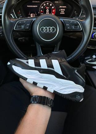 Кроссовки adidas originals niteball black white leather m