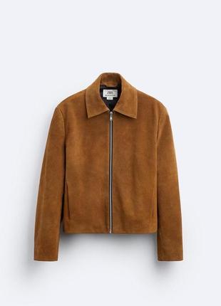Шкіряна замшева куртка zara