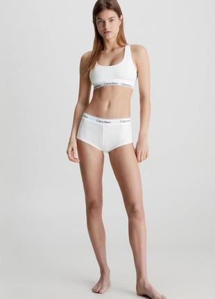 Бавовняний комплект calvin klein трійка(топ, трусики-стрінги, трусики-шортики)