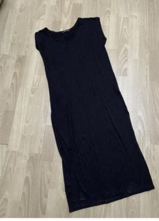 Платье женское трикотажное черное длинное