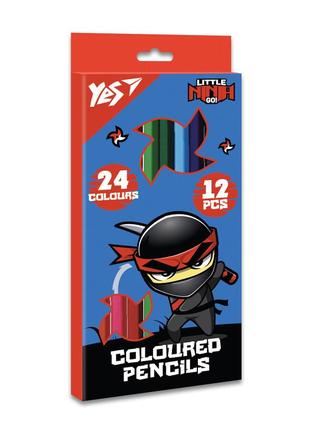 Олівці кольорові 12/24 кол. "yes" ninja двосторонні тригранні, 290749, шт