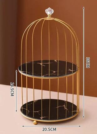 Роскошная этажерка, полка, подставка для косметики, парфюма, органайзер черный мрамор,...