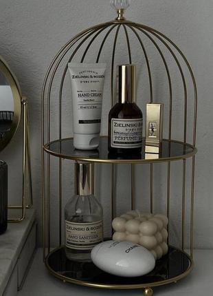 Роскошная этажерка, полка, подставка для косметики, парфюма, органайзер черный мрамор,...