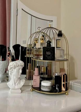 Роскошная этажерка, полка, подставка для косметики, парфюма, органайзер черный мрамор,...