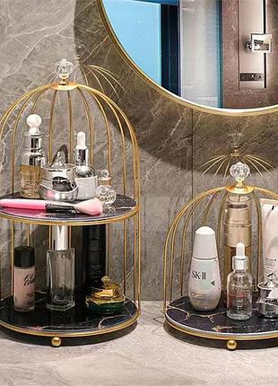 Роскошная этажерка, полка, подставка для косметики, парфюма, органайзер черный мрамор,...