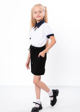 Трикотажная черная юбка школьная, юбка для школы двунитка