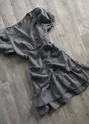 Платье в клетку со сборкой h&m