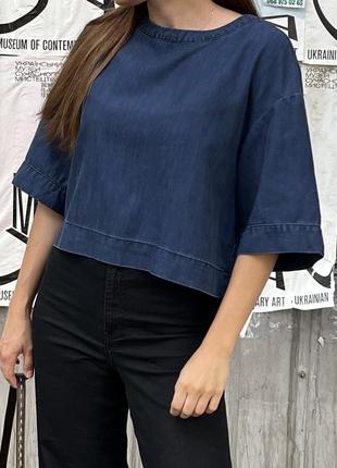 Джинсовый топ штани h&m, футболка, кофта, блуза, размер 36, s