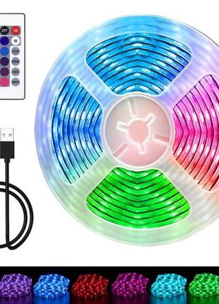 Світлодіодна led стрічка з bluetooth, 5м, 5050, від usb та пультом управління / самоклеюча rgb підсвітка / силіконова стрічка