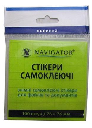 Стікери 76*76мм салатові 100шт неон 80 г/м2 76200-nv navigator