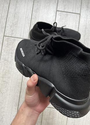 Кроссовки balenciaga black knit fabric speed trainer lace-up
