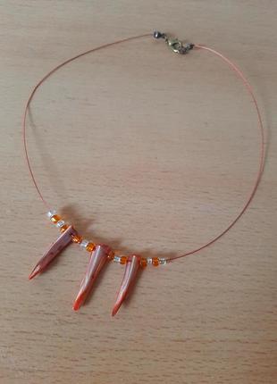 Чокер стильн украшен перламутр ракушк ручн раб hand made бисер бусы бижутерия ожерелье колье тренд бохо этно корал подвес мушля