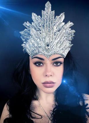 Серебряная корона со стразами quenn shine