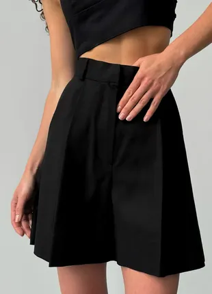 Бермуды льняные черные